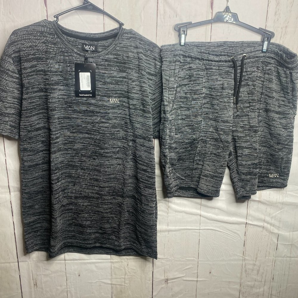 Boohoo MAN Jacquard T Shirt and Short Set XL NWT